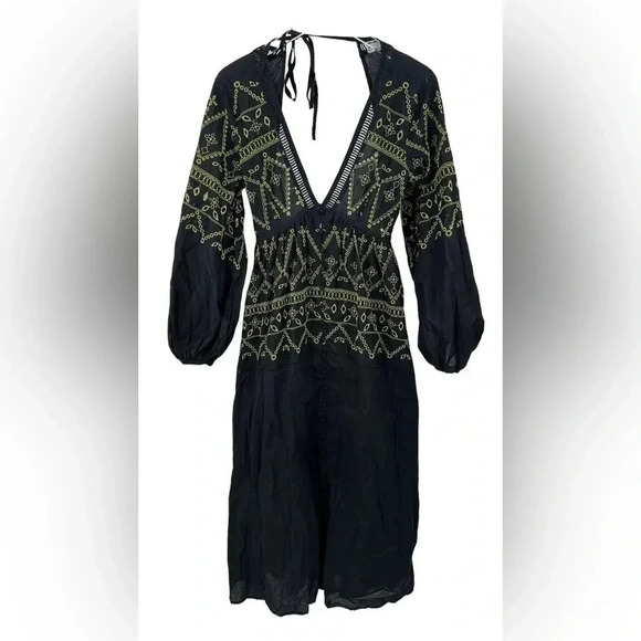 ASOS DESIGN embroidered button up midaxi dress in black B445 - Picture 6 of 9